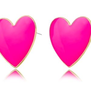 Gold-tone plated Pink Heart stud earrings